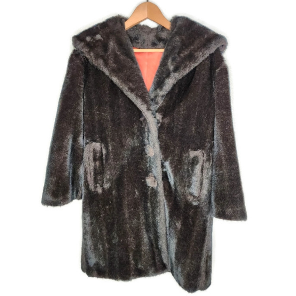 1960s Brown Faux Fur Vintage Chubby Coat